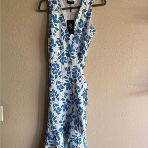Blue Floral Sleeveless Dress